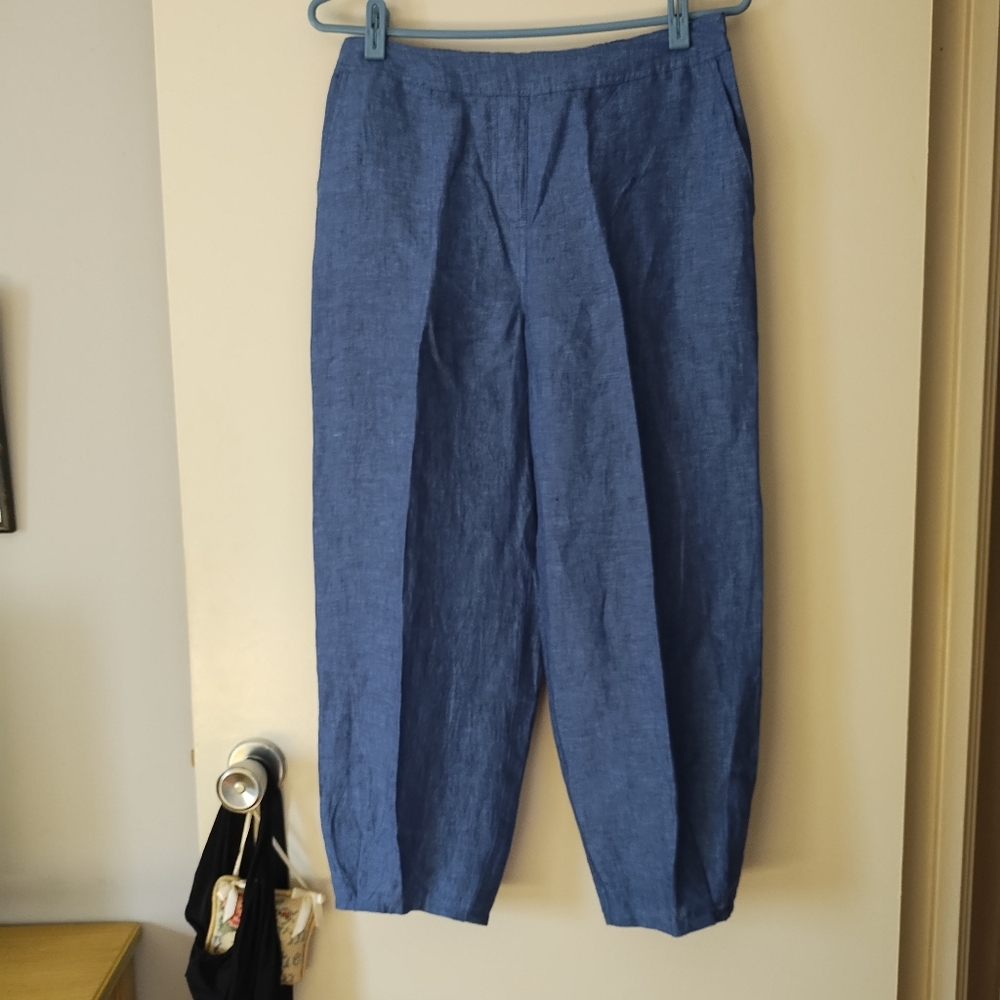 FOIL NZ 100% Linen Blue Pull On Pants 4 S